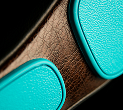 Close up of Tieks ballet flat outsole and signature Tiek Blue sole.